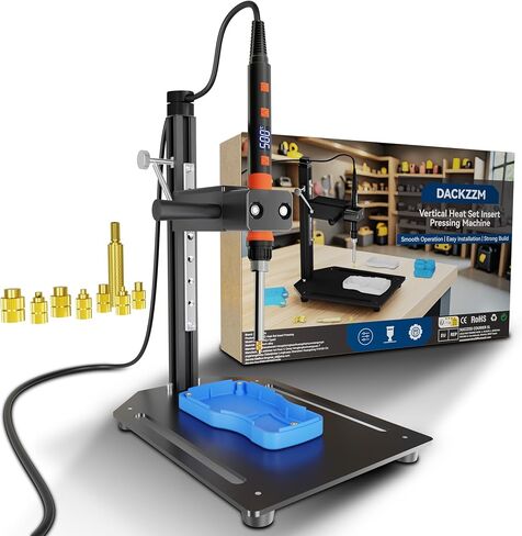 Vertical Heat Set Insert Tool Pressing Machine with 80w Soldering Iron Brass Threaded Inserts Tool M2-M8 Tip Adapter for 3D Printed Components DIY Plastic Parts in Kuwait