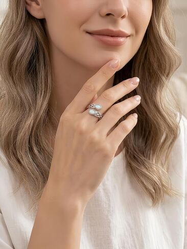 Opal Rings for Women 925 Sterling Silver Celtic Knot Ring Adjustable Open Ring Hypoallergenic Jewelry Gift for Women in Saudi Arabia