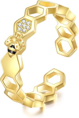 YAFEINI Bee Rings Sterling Silver Honey Adjustable Rings Bee Christmas Jewelry for Women in Kuwait