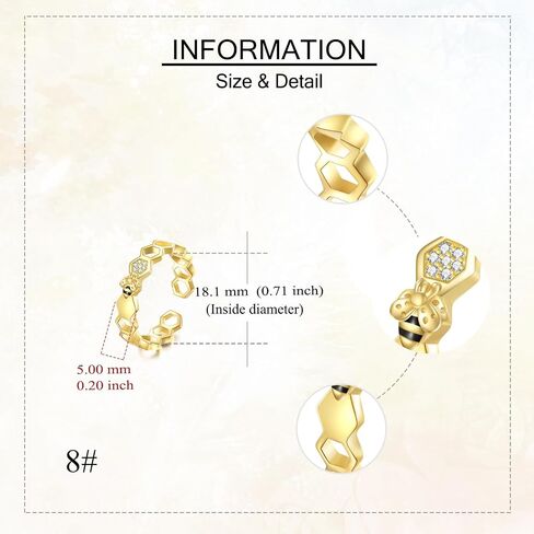 YAFEINI Bee Rings Sterling Silver Honey Adjustable Rings Bee Christmas Jewelry for Women in Kuwait