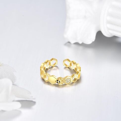 YAFEINI Bee Rings Sterling Silver Honey Adjustable Rings Bee Christmas Jewelry for Women in Kuwait