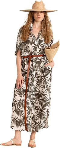 فستان Gottex النسائي Beach Life متعدد الأزرار باللون الأخضر بغطاء أمامي بنمط قفطان بأكمام قصيرة ومقاس مريح أساسي in Kuwait
