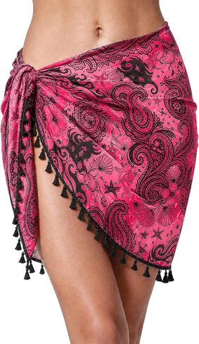 Sarong Wraps for Women,Chiffon Swimsuit Coverups Tassels Pareo Wraps Bikini Bathing Suit Swimwear 2026 in Saudi Arabia