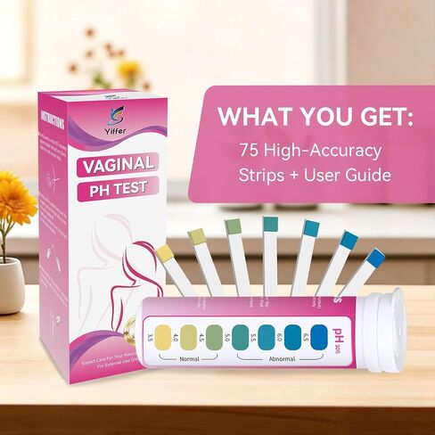 75-Count Vaginal pH Test Strips – At-Home Feminine Wellness Kit for Monitoring Balance, Yeast Infection & BV, Providing Accurate Results for Women in Saudi Arabia