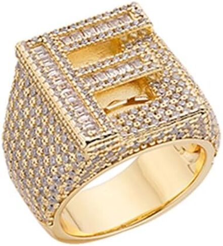 Custom 18K Gold Plated brass Letter Rings for Men Iced Out Customized initials gold plated brass material in Saudi Arabia