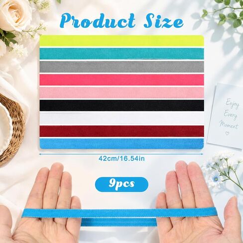 9 Pack Thin Headbands for Women, Colorful Elastic Hair Bands Skinny Stretchy Sports Headbands for Girls Women Men for Workouts, Yoga, and Everyday Use in Kuwait