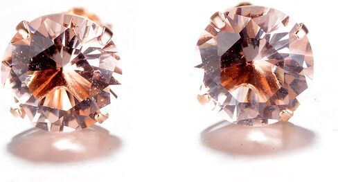 Amy & Annette 18k Rose Over Sterling Silver Genuine Morganite Stud Earrings - Great Gift Idea for Every Occasion - Size (8mm) in Saudi Arabia