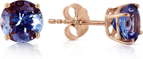 Galaxy Gold GG 14K Solid Rose Gold Natural Tanzanite Stud Earrings for Women, Fine Jewelry, Galaxy Gold GG in Kuwait