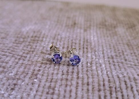 Galaxy Gold GG 14K Solid Rose Gold Natural Tanzanite Stud Earrings for Women, Fine Jewelry, Galaxy Gold GG in Kuwait