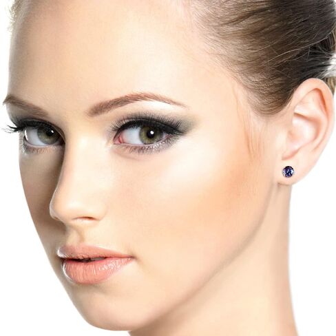 Galaxy Gold GG 14K Solid Rose Gold Natural Tanzanite Stud Earrings for Women, Fine Jewelry, Galaxy Gold GG in Kuwait