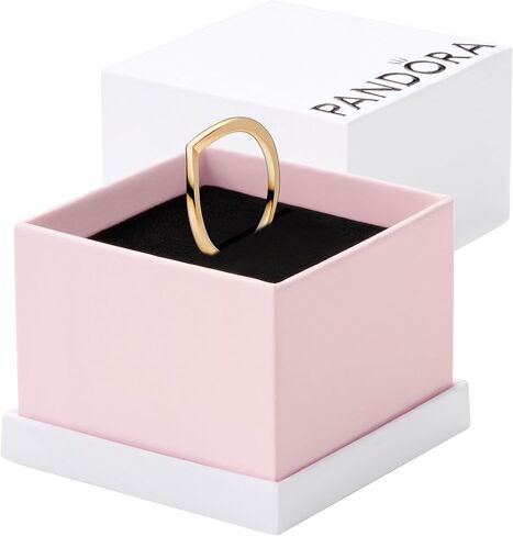 PANDORA Polished Wishbone Ring - Minimalist Chevron Shape - Stackable 14k Gold-Plated Shine for Women - Gift for Her With Box in Saudi Arabia