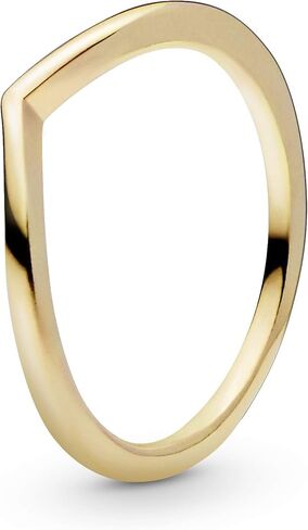 PANDORA Polished Wishbone Ring - Minimalist Chevron Shape - Stackable 14k Gold-Plated Shine for Women - Gift for Her With Box in Saudi Arabia