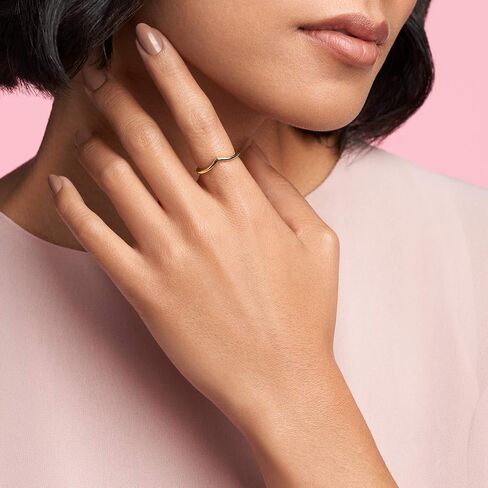 PANDORA Polished Wishbone Ring - Minimalist Chevron Shape - Stackable 14k Gold-Plated Shine for Women - Gift for Her With Box in Saudi Arabia