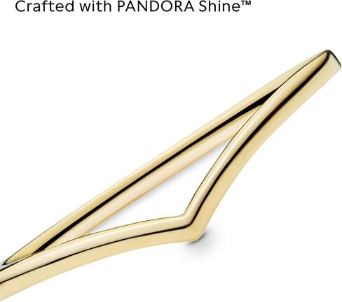 PANDORA Polished Wishbone Ring - Minimalist Chevron Shape - Stackable 14k Gold-Plated Shine for Women - Gift for Her With Box in Saudi Arabia