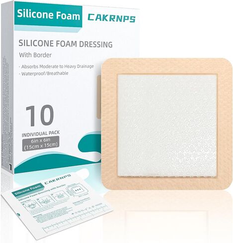 Silicone Foam Dressing 6x6 Gentle Border, Waterproof Silicone Bandages for Wounds Care,5-Layer Foam Dressing Pads for Pressure Ulcers, Painless Removal, Wound Care Pads for Bed Sore,10 Pack in Saudi Arabia