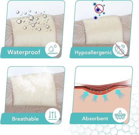 Silicone Foam Dressing 6x6 Gentle Border, Waterproof Silicone Bandages for Wounds Care,5-Layer Foam Dressing Pads for Pressure Ulcers, Painless Removal, Wound Care Pads for Bed Sore,10 Pack in Saudi Arabia
