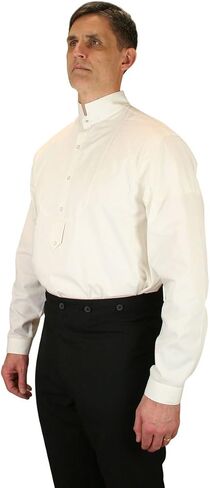 Historical Emporium Men's Stand Collar Convert. Stud/Cuff Cotton Dress Shirt, Victorian Edwardian Formal Reenactment in Saudi Arabia