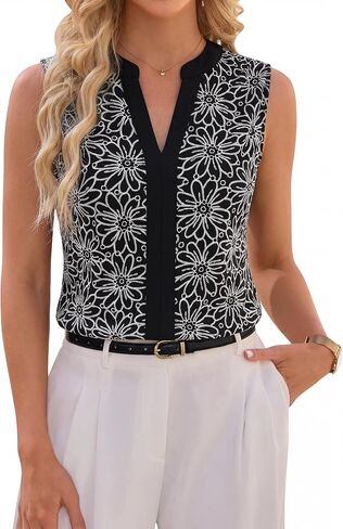 Blooming Jelly Womens Floral Summer Tank Top Sleeveless Business Dressy Casual Outfits V Neck Basic Work Shirt 2026 in Kuwait