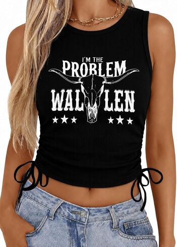 KIMSOONG I'm The Problem Tank Top for Women - Western Cowgirl Crop Shirts Country Music Fans Tshirt Y2K Outfits in Saudi Arabia