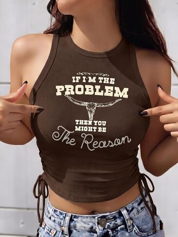 KIMSOONG I'm The Problem Tank Top for Women - Western Cowgirl Crop Shirts Country Music Fans Tshirt Y2K Outfits in Saudi Arabia