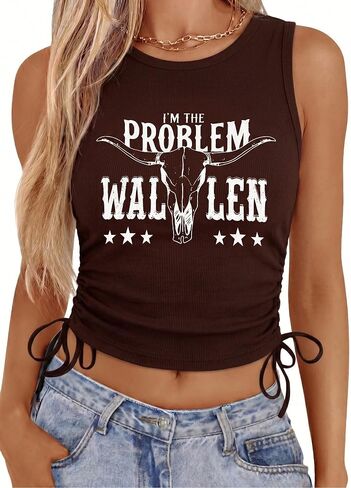KIMSOONG I'm The Problem Tank Top for Women - Western Cowgirl Crop Shirts Country Music Fans Tshirt Y2K Outfits in Saudi Arabia