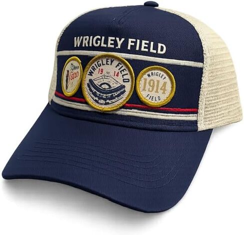 Wrigley Field Triple Play Trucker Snapback Hat - Navy/Cream - Unisex One Size Fits Most in Saudi Arabia