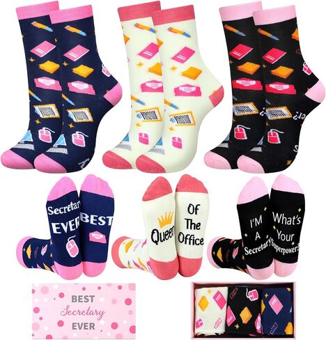 Skicuff Secretary Administrative Assistant Appreciation Gifts 3 Pairs Socks and Box Gift Ideas in Kuwait