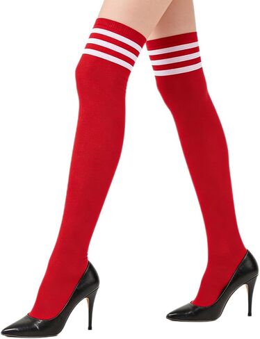 Women's Striped Over Knee High Socks, Soft Stretchy Thigh High Socks, Adult Long Stockings for Leg Warmer Daily Wear in Saudi Arabia
