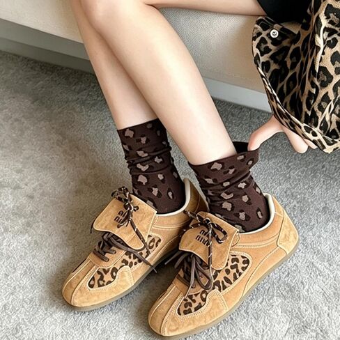 Women's Leopard Socks - Leopard Print Crew Socks, Novelty Funny Cotton Cheetah Print & Animal Print Socks in Kuwait