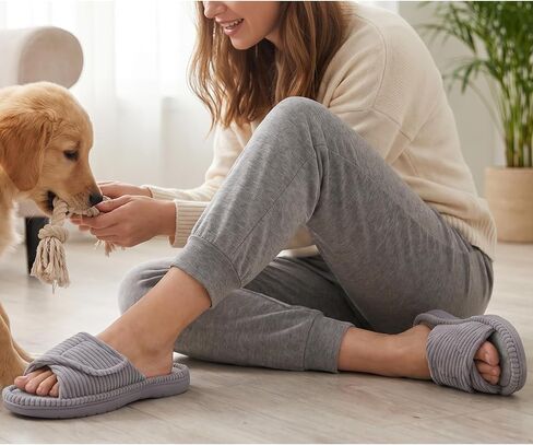 Women's Slippers with Arch Support, Memory Foam Shoes for Plantar Fasciitis | 4-Layer Construction, Moisture-Wicking Coral Fleece, Adjustable Strap,60D Memory Foam, Machine Washable, Anti-Slip Outsole in Saudi Arabia