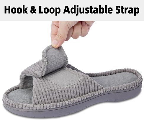 Women's Slippers with Arch Support, Memory Foam Shoes for Plantar Fasciitis | 4-Layer Construction, Moisture-Wicking Coral Fleece, Adjustable Strap,60D Memory Foam, Machine Washable, Anti-Slip Outsole in Saudi Arabia