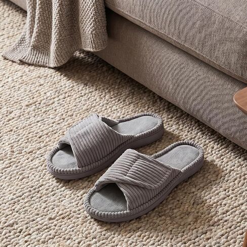 Women's Slippers with Arch Support, Memory Foam Shoes for Plantar Fasciitis | 4-Layer Construction, Moisture-Wicking Coral Fleece, Adjustable Strap,60D Memory Foam, Machine Washable, Anti-Slip Outsole in Saudi Arabia