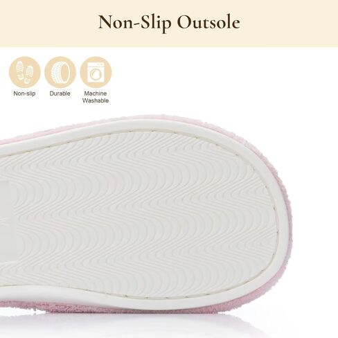 NineCiFun House Slippers for Women Double Band Open Toe Slides with Lightweight Breathable Memory Foam and Soft Coral Fleece Non-Slip Indoor Home Shoes in Saudi Arabia