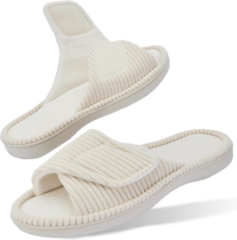 Women's Slippers with Arch Support, Memory Foam Shoes for Plantar Fasciitis | 4-Layer Construction, Moisture-Wicking Coral Fleece, Adjustable Strap,60D Memory Foam, Machine Washable, Anti-Slip Outsole in Saudi Arabia