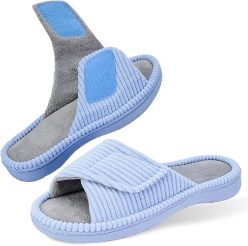 Women's Slippers with Arch Support, Memory Foam Shoes for Plantar Fasciitis | 4-Layer Construction, Moisture-Wicking Coral Fleece, Adjustable Strap,60D Memory Foam, Machine Washable, Anti-Slip Outsole in Saudi Arabia