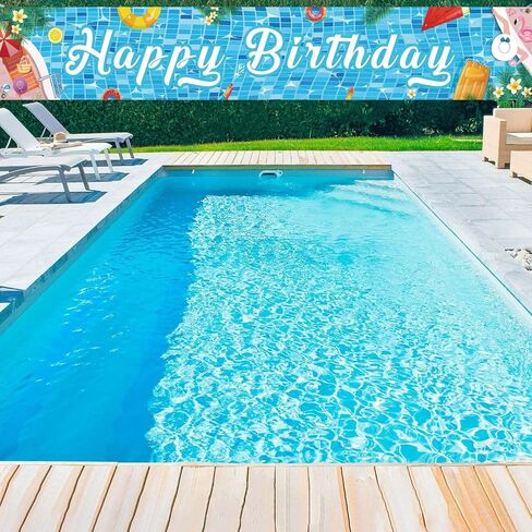 Pool Party Birthday Banner 118 * 20 Inch Pool Party Birthday Decorations Pool Party Banner Summer Party Decorations in Saudi Arabia