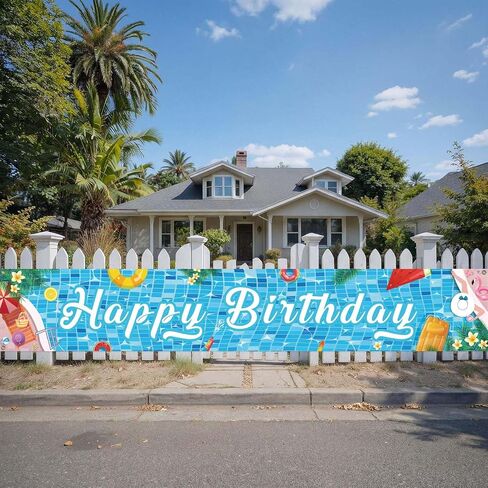 Pool Party Birthday Banner 118 * 20 Inch Pool Party Birthday Decorations Pool Party Banner Summer Party Decorations in Saudi Arabia