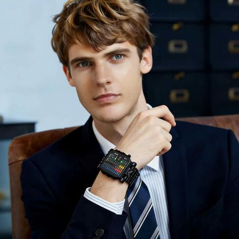 TVG Men's Military Watches,Sports Waterproof Watch with Creative Binary RGB Led Light Display,Stainless Steel Waterproof Watches in Saudi Arabia