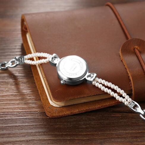 Avaner Women's Bracelet Wrist Watches: Ladies Gold Silver Vintage Retro Bezel Elegant Pearl Strap Analog Quartz Watch in Kuwait