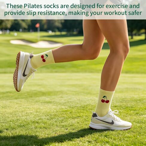 Pilates Grip Socks for Women-4 Pairs Yoga Grippy Slouch Socks, Cute Barre Non Slip Athletic Crew Sticky for Workout Hospital Gym in Saudi Arabia
