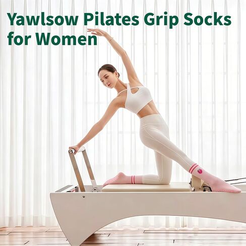 Pilates Grip Socks for Women-4 Pairs Yoga Grippy Slouch Socks, Cute Barre Non Slip Athletic Crew Sticky for Workout Hospital Gym in Saudi Arabia