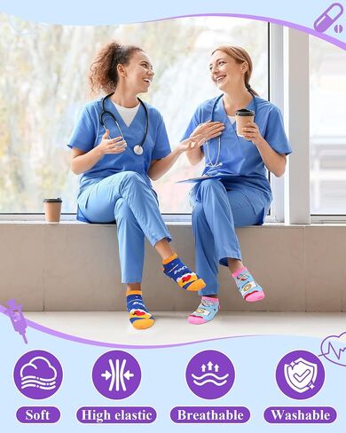 16 Pairs Nurse Socks Bulk for Women Nursing Day Socks Gifts Novelty Funny Medical Gifts for Nurse Doctor in Kuwait