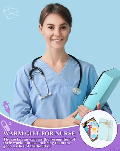 16 Pairs Nurse Socks Bulk for Women Nursing Day Socks Gifts Novelty Funny Medical Gifts for Nurse Doctor in Kuwait