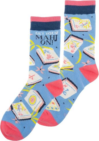 Karma Blue Pink Crew Socks - Cute and Funny Socks for Women - Bright and Colorful Designs - One Size Fits Most - Mahjong in Saudi Arabia