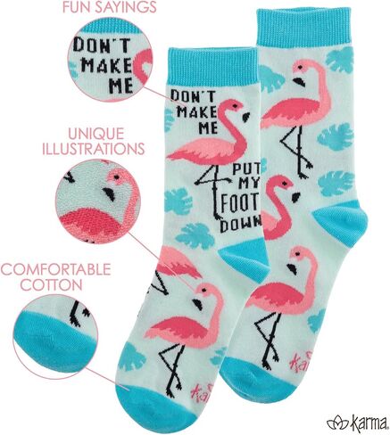 Karma Blue Pink Crew Socks - Cute and Funny Socks for Women - Bright and Colorful Designs - One Size Fits Most - Mahjong in Saudi Arabia