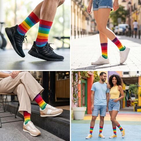 Striped Socks for Women Men Funny Novelty Ankle Socks Colorful Striped Socks for Pride Halloween Costume Accessory in Kuwait