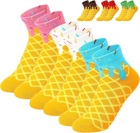 Glitopper Ice Cream Drip Socks for Women Funny Ice Cream Drip Cotton Socks Valentines Birthday Party Favors in Kuwait