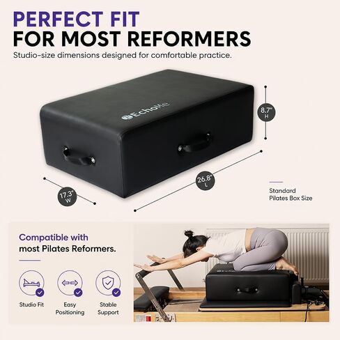 Pilates Sitting Box for Pilates Reformer by EchoMe, Box Pilates Reformer for Home Gym,Professional Studio Use,and Strength Exercises,Pilates Reformer Accessory for Pilates Exercises in Kuwait