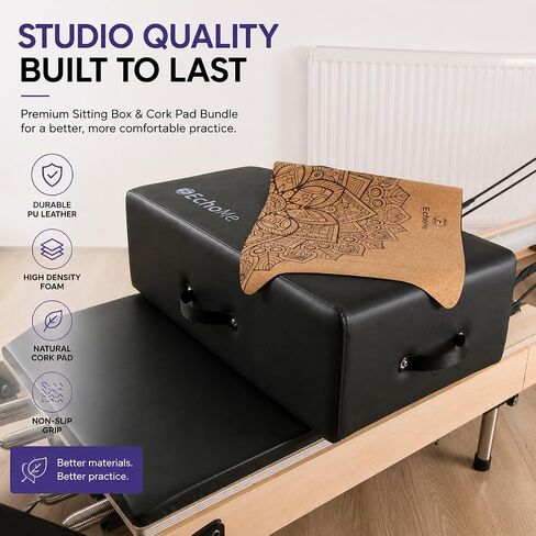 Pilates Sitting Box for Pilates Reformer by EchoMe, Box Pilates Reformer for Home Gym,Professional Studio Use,and Strength Exercises,Pilates Reformer Accessory for Pilates Exercises in Kuwait