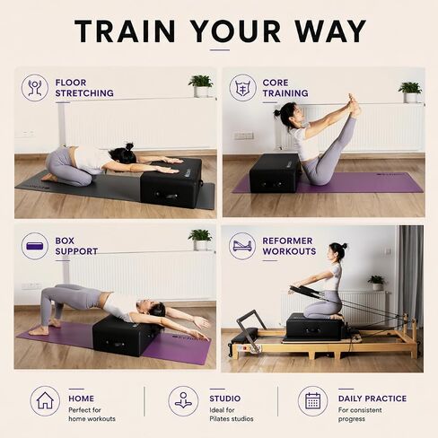 Pilates Sitting Box for Pilates Reformer by EchoMe, Box Pilates Reformer for Home Gym,Professional Studio Use,and Strength Exercises,Pilates Reformer Accessory for Pilates Exercises in Kuwait